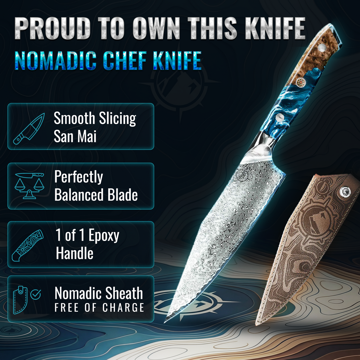 Nomad Damascus 8" Chef Knife