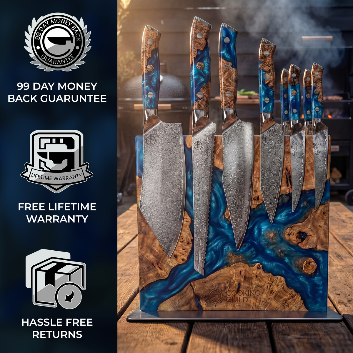 Nomad Damascus 10" Serrated Slicer